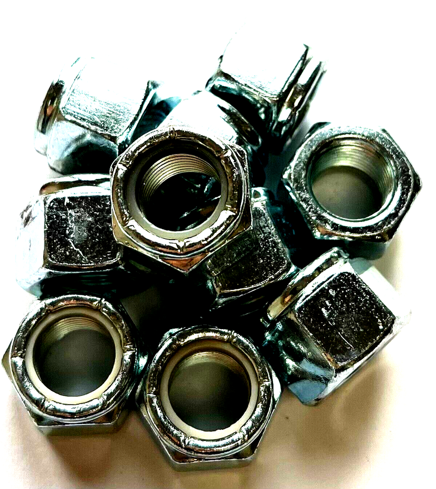 1/2-20 ZINC NYLON INSERT STOP LOCK NUT - 10 PIECES