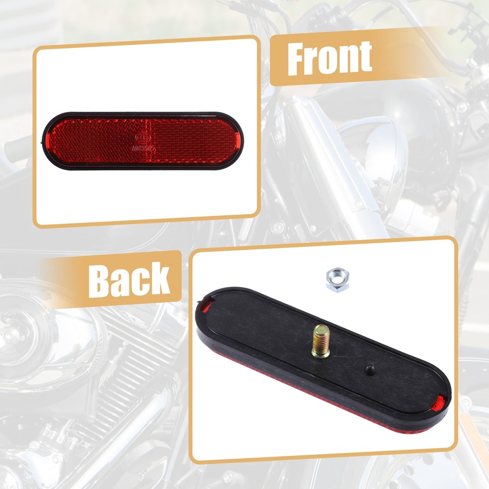 4pcs M6x1.0 Red Rectangular Screw Mount Reflective Warning Reflector with Nut