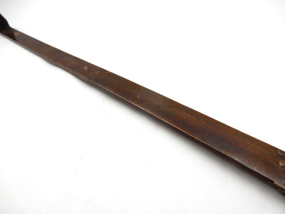 ANTIQUE SOLID COPPER HAND-FORGED TOASTING FORK WITH CURVED HANGER HANDLE