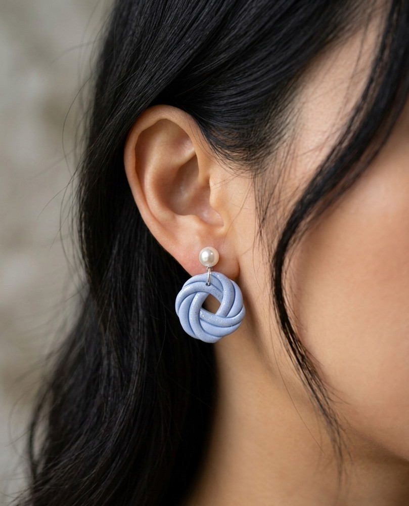 Handmade Polymer Clay Elegant Swirl Dangle Earrings