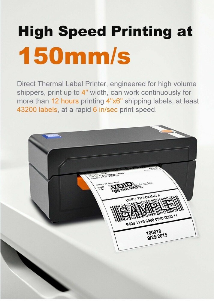 BEEPRT 4x6 High Speed Thermal Shipping Label Barcode Printer USB and Bluetooth