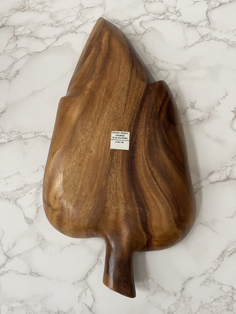 Solid Wood Leaf Shaped Divided Tray Serving Dish 3 Section MCM Philipines