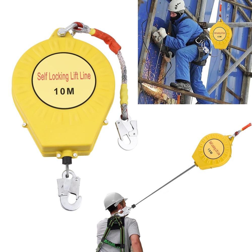 Fall Protection Self-Retracting Lifeline Lanyard 32FT W/Locking Hook Fall Arrest