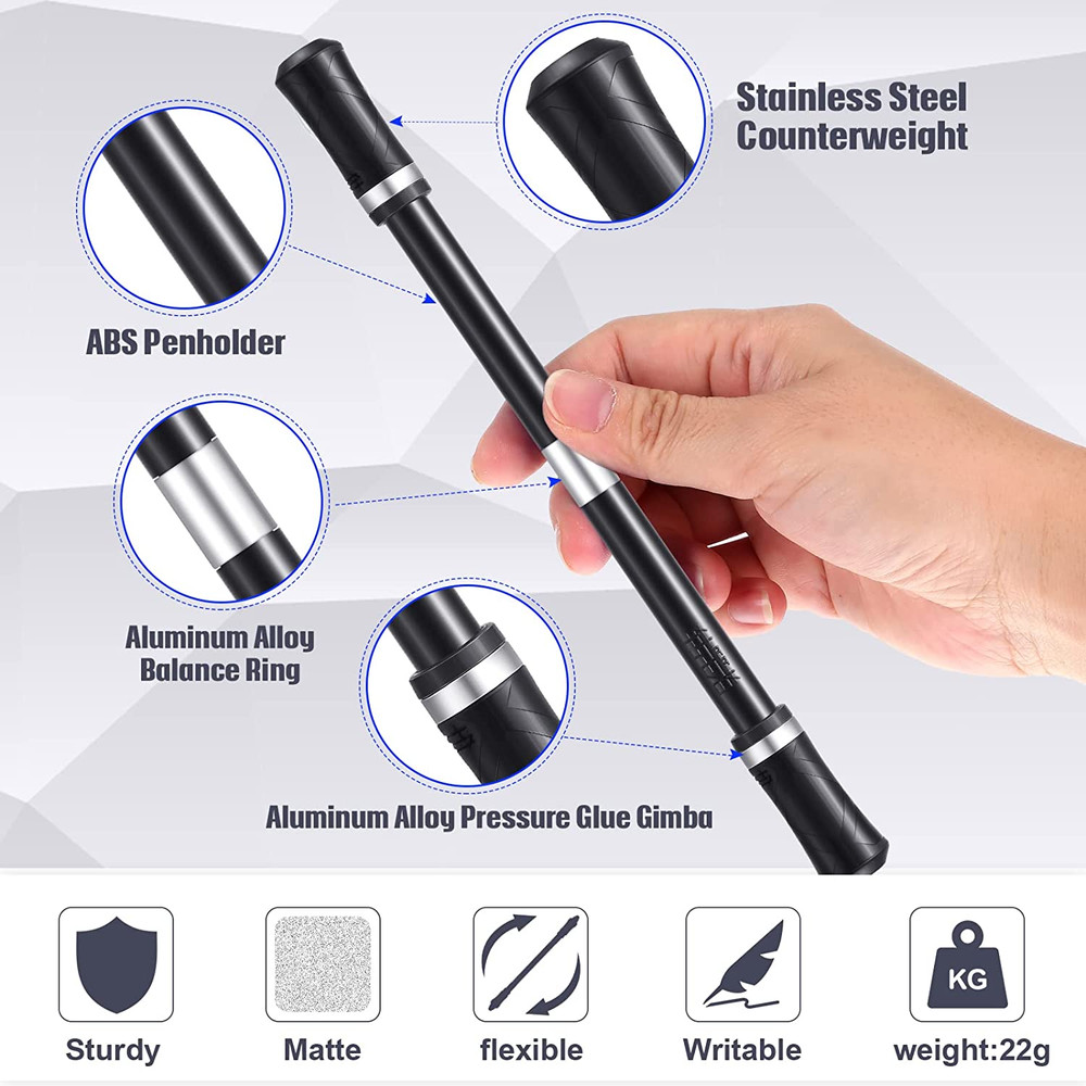 2 Pieces Spinning Pen Rolling Finger Rotating Gaming Trick Pen Mod with Tutorial