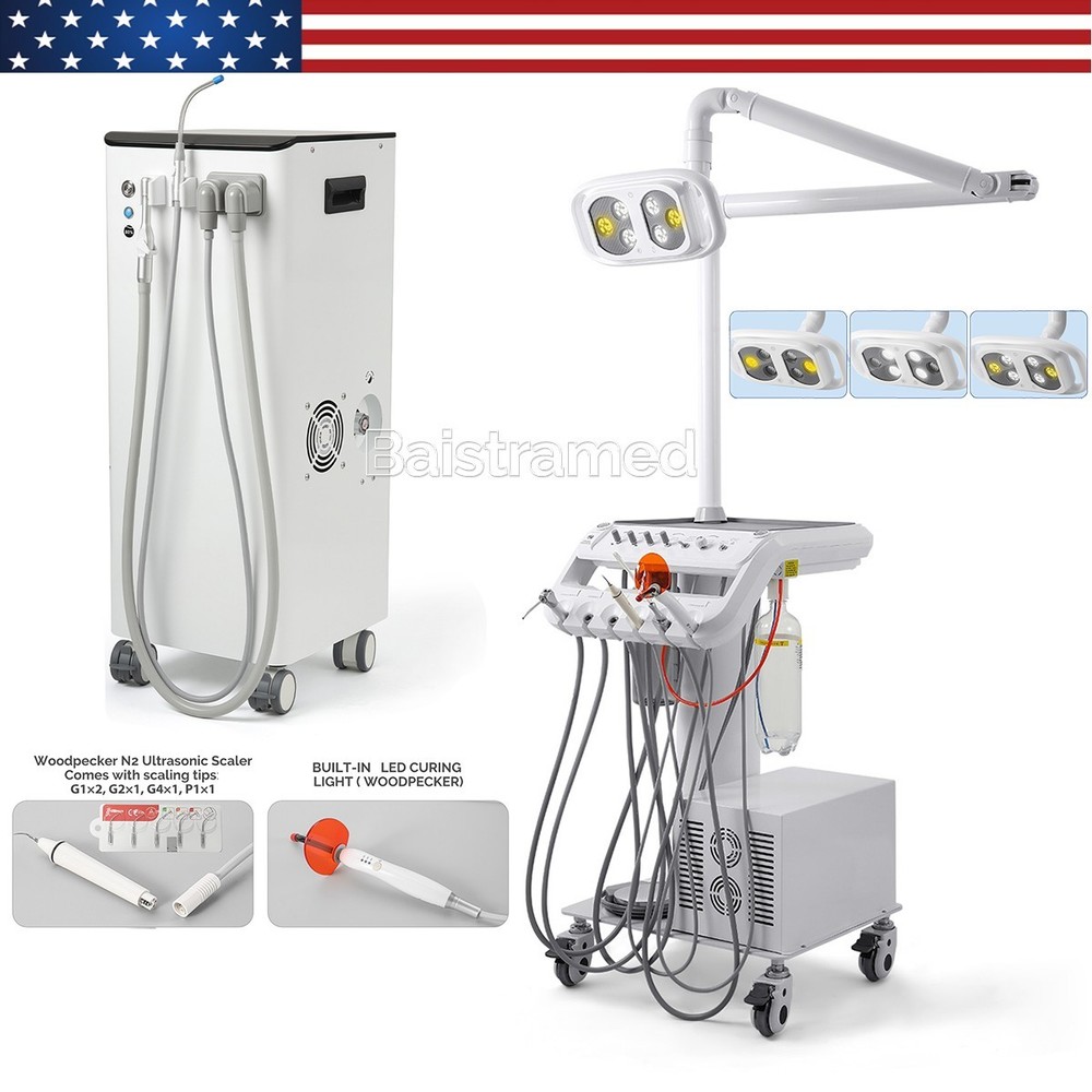 Portable Dental Unit with Air Compressor Scaler Curing Light/Suction Unit System