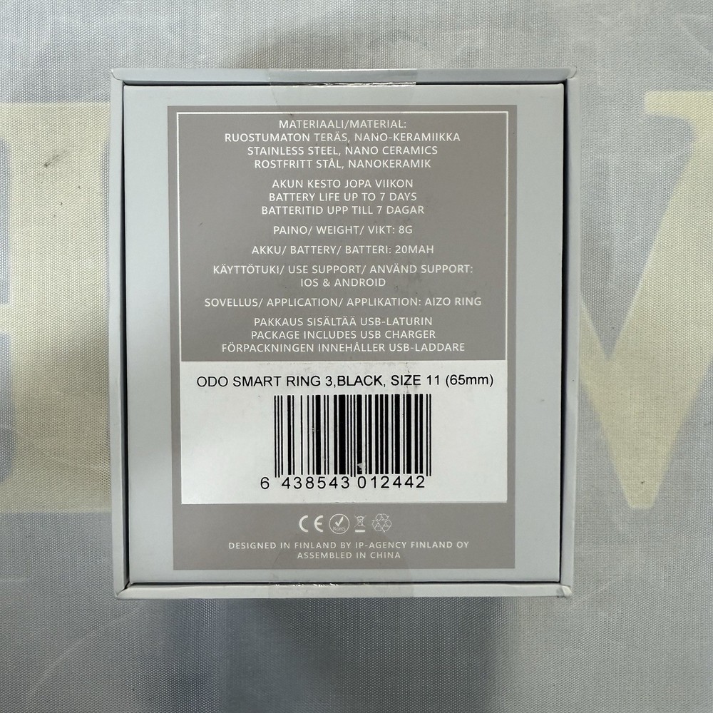 ODO Smart Ring 3, Black, Size 11 (65mm)