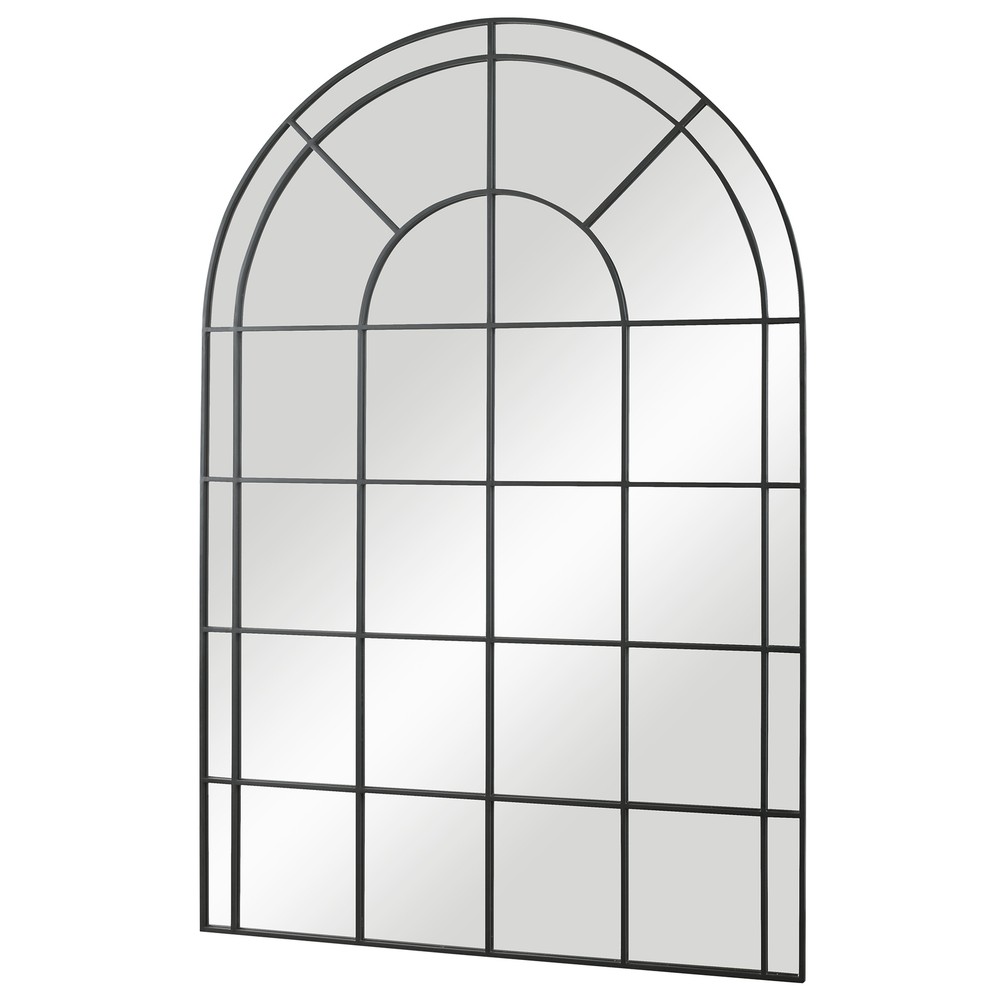 Classic Window Arch Oversize Wall Mirror XL 72 in Black Frame Dramatic Divided