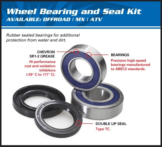 REAR WHEEL BEARING SEAL KIT KTM 125 200 250 300 450 525 530 All Balls #25-1273