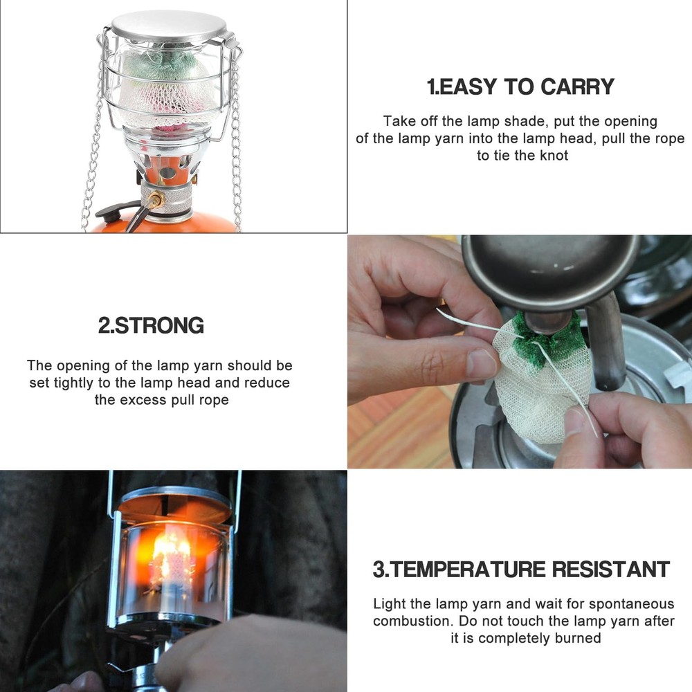 10Pcs Lantern Mantles Propane Mantles, Soft Light White and Green