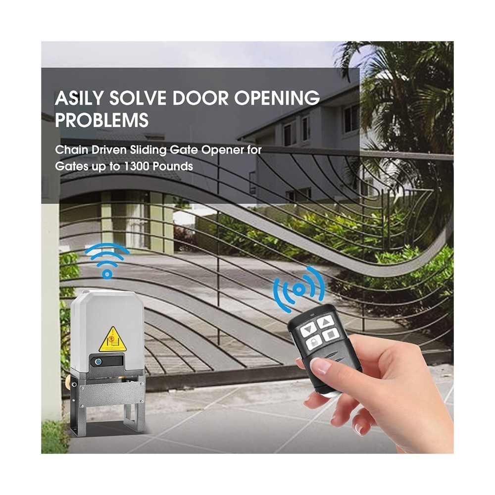 JIELI JY7 Automatic Sliding Gate Opener with 4 Remote Controls, Gate Operator...