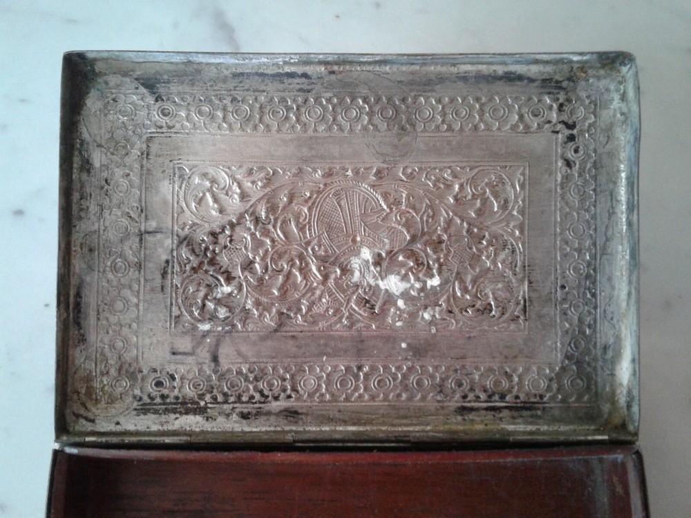 Antique Engraved Repousse Cambodian? Dancer Solid 900 Silver Box - Beautiful!