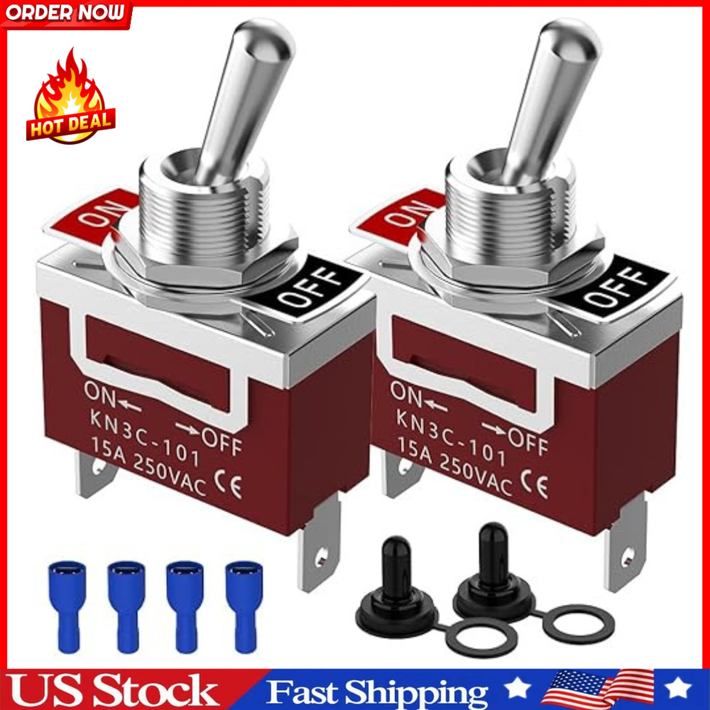 Toggle Switch 12V 30A Heavy Duty ON/Off 2Pin SPST Waterproof Toggle Switch 2Pack