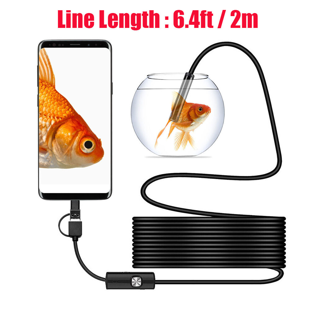 7mm LED HD Snake Endoscope Borescope Inspection Camera for USB Type C Android PC