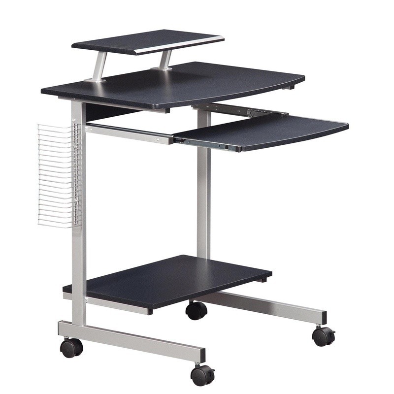Mobile Workstation Compact Rolling Computer Cart Adjustable Shelf Keyboard Tray