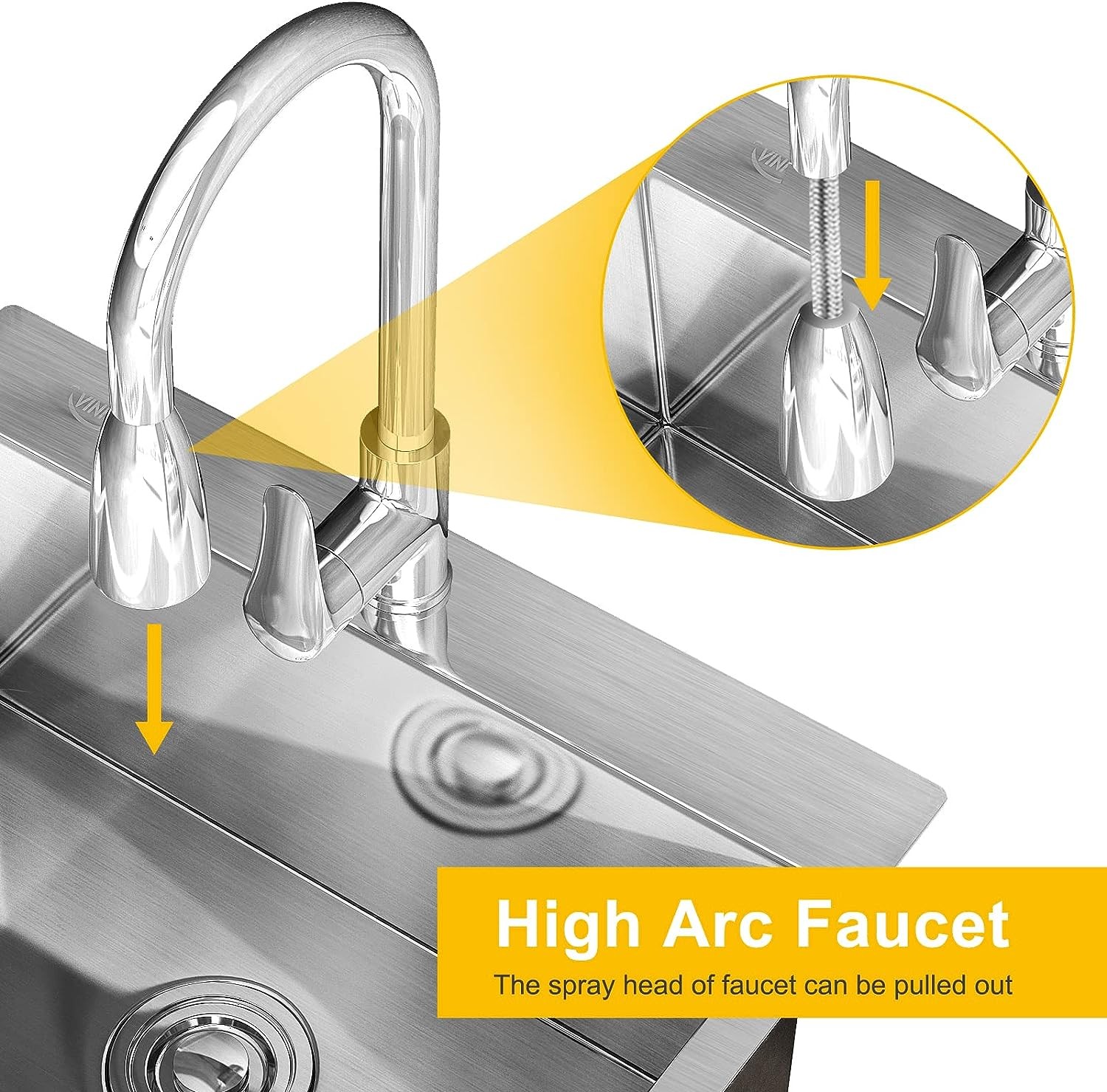 Stainless Steel Utility Sink with Cabinet and Pull-Down Faucet for Laundry Room