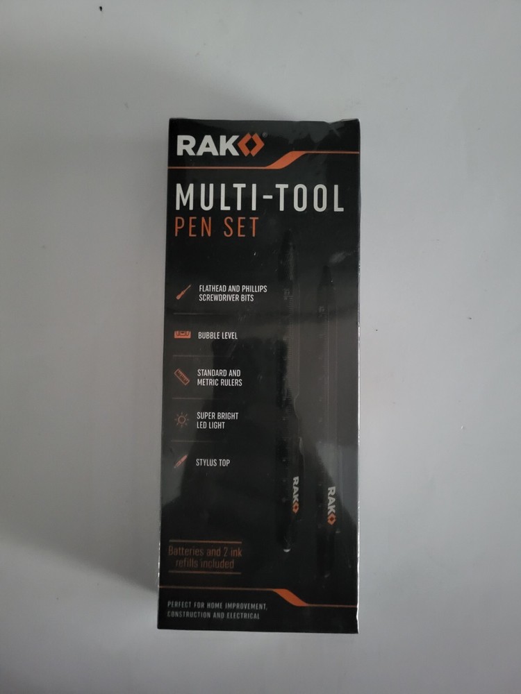 Rak Multi-Tool Pen Set Multiple Tools LED Light + Screwdrivers Etc.