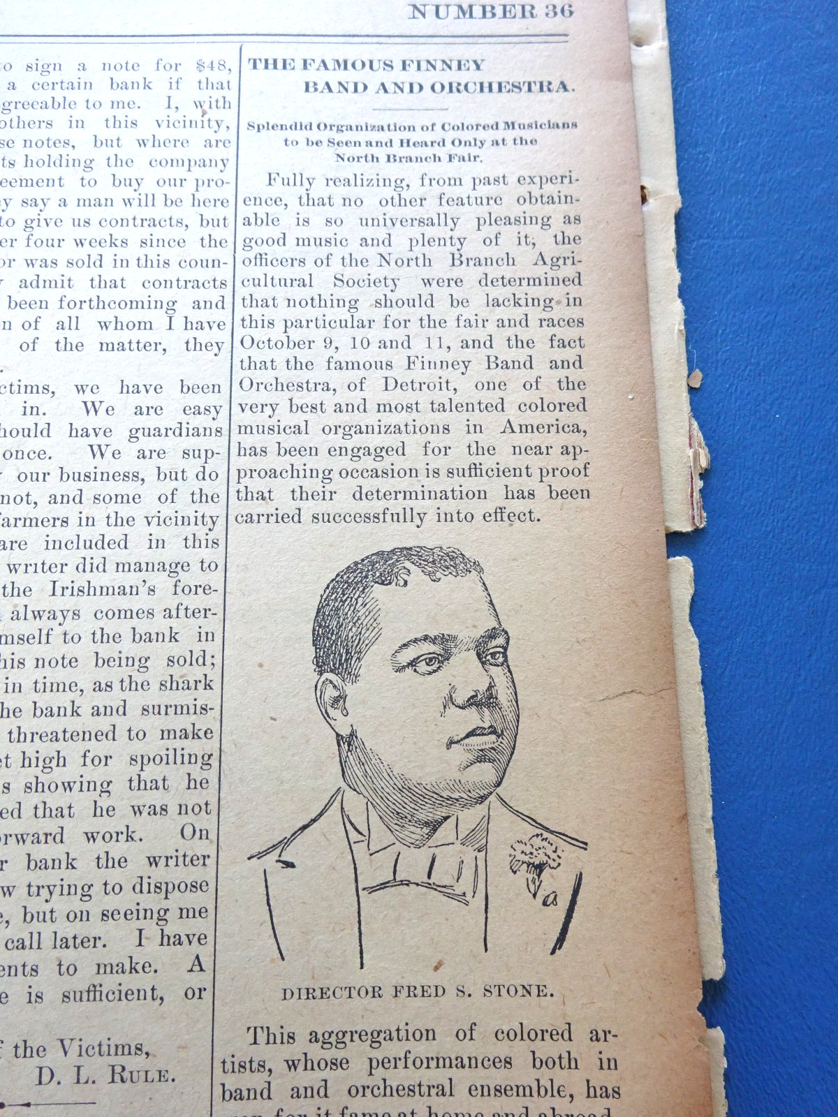 1901 Director Fred S.Stone and Black Detroit Orchestra Perform North Branch Fair