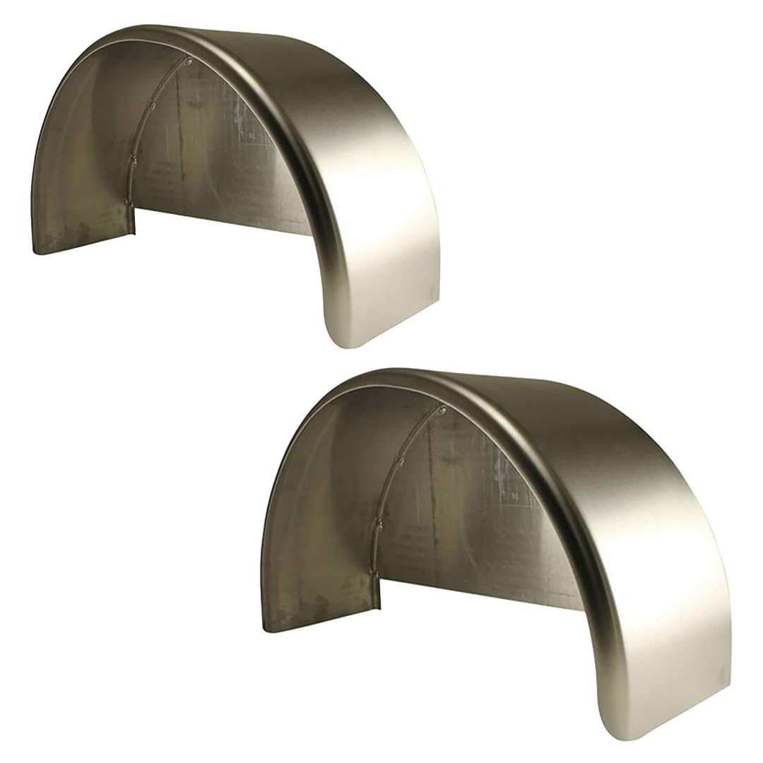 2 Pack - 32x10.75" Single Axle Smooth Aluminum Trailer Fenders with Back Plates
