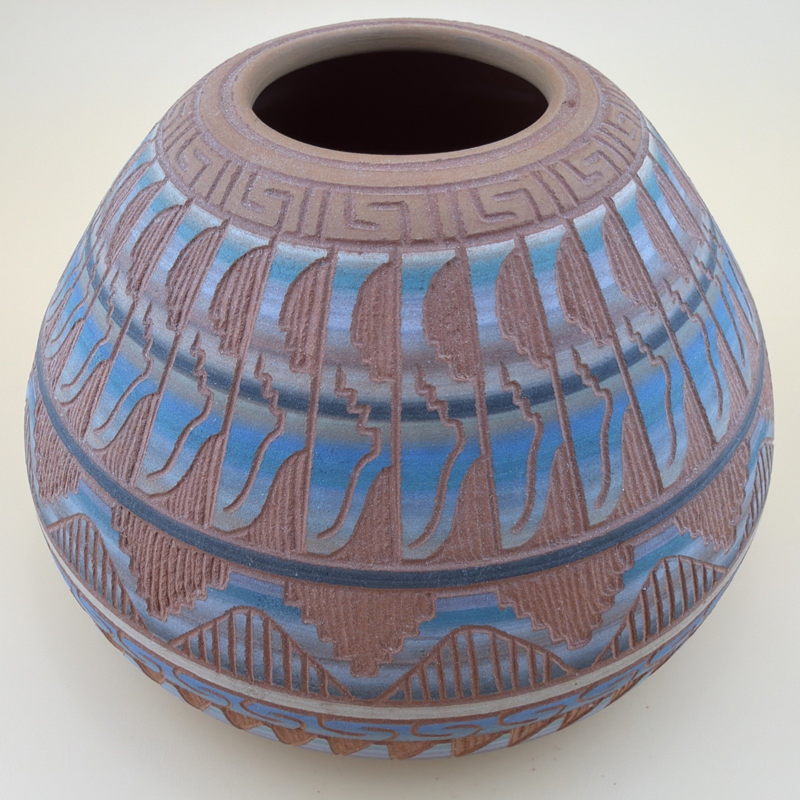 Etched Pottery Vase - Navajo Native American Signed Ferguson Whitegoat