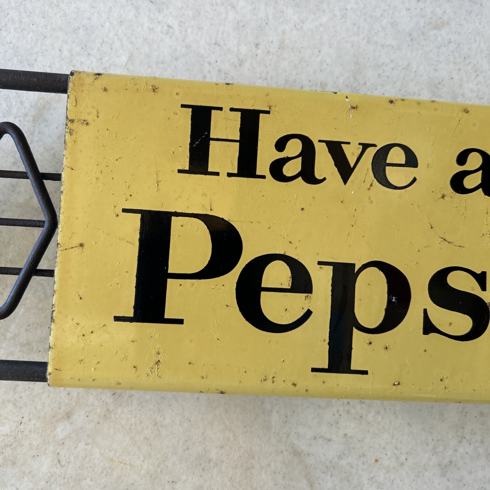Vintage Have A Pepsi-Cola" Advertising Soda Screen Door Pull Push Bar Expandable