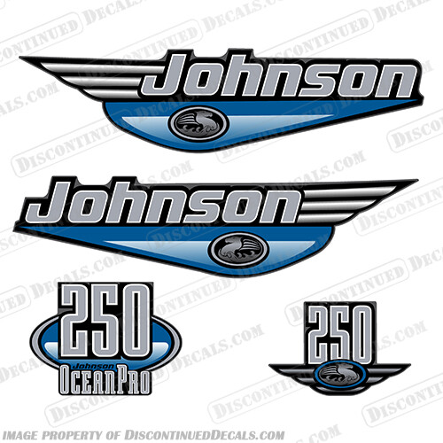 Fits Johnson 250hp OceanPro Decals - Light Blue