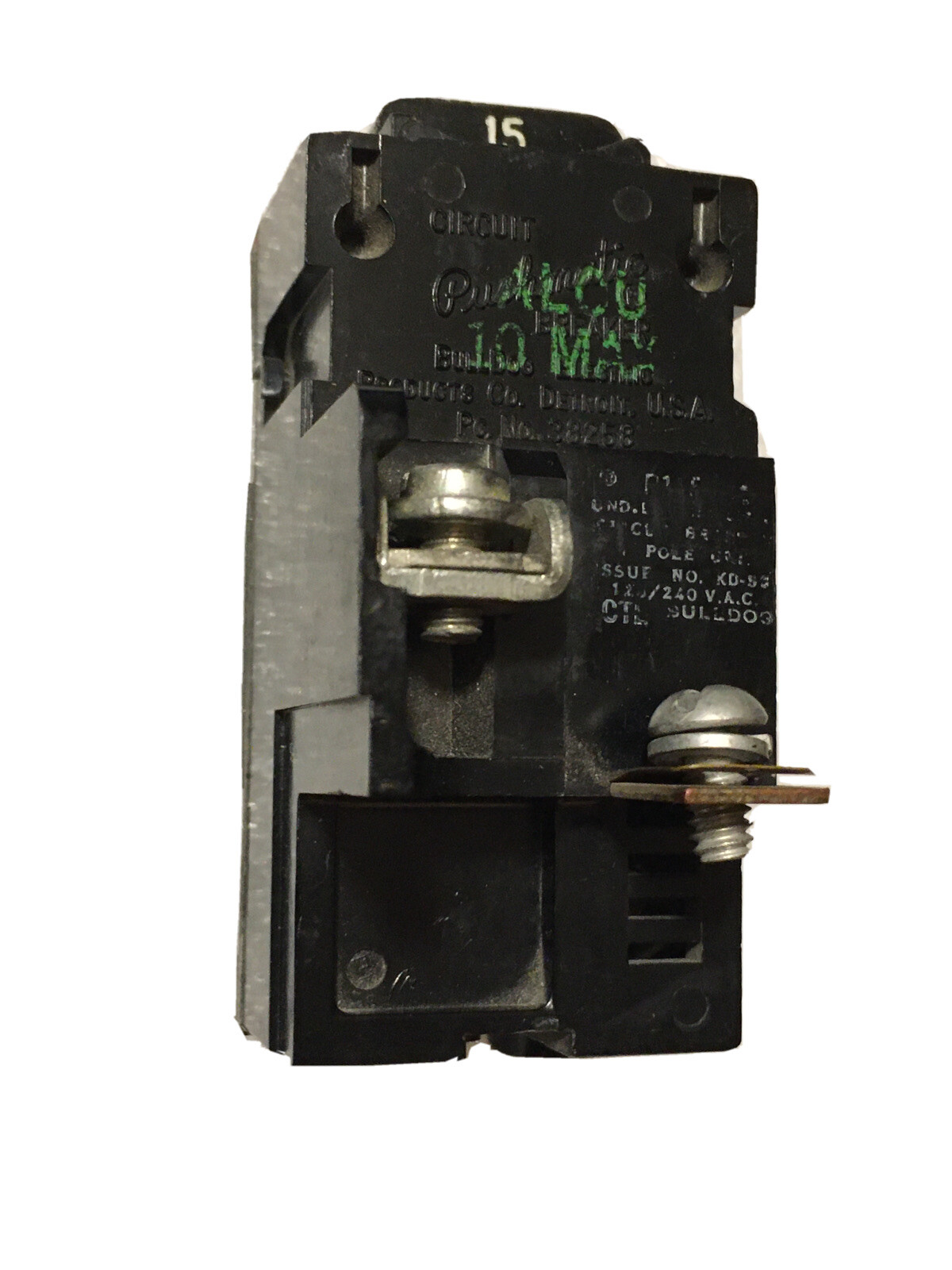 Bulldog P115, 15 Amp, 120 Volt, 1 Pole Pushmatic Circuit Breaker FREE SHIPPING!!