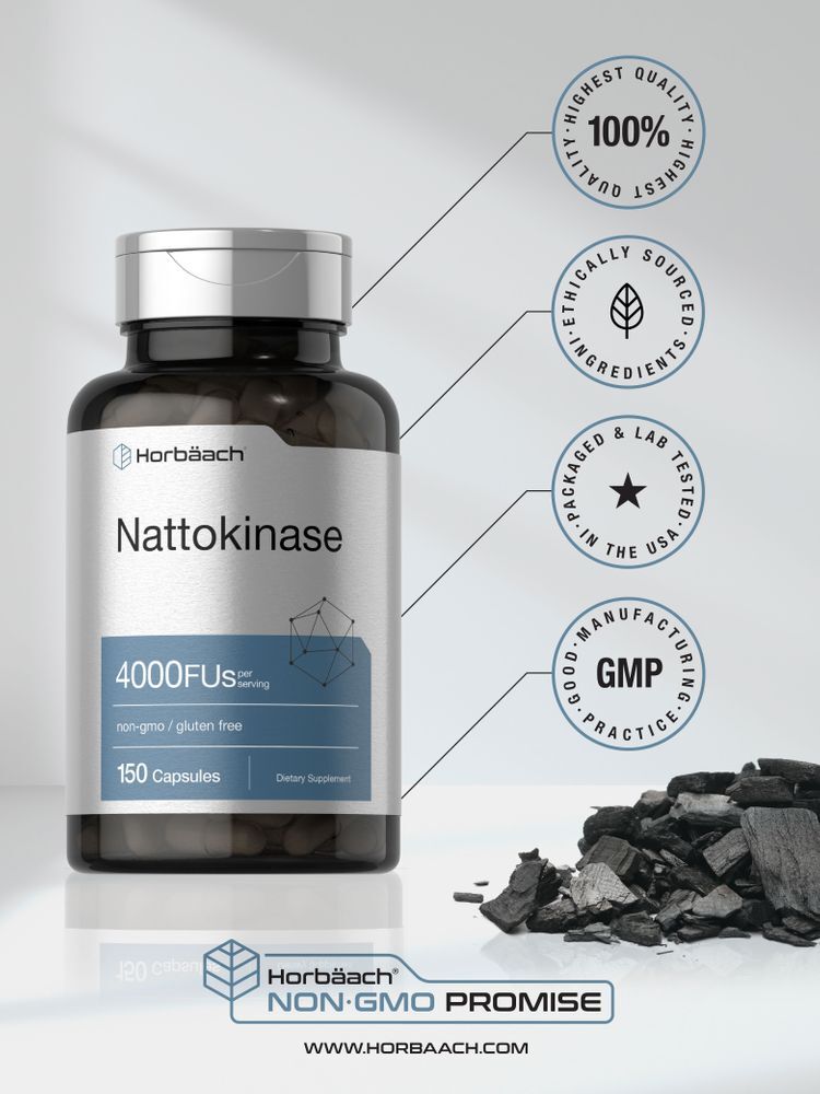 Nattokinase Capsules 4000 FU | 150 Count | Non-GMO, Gluten Free | by Horbaach
