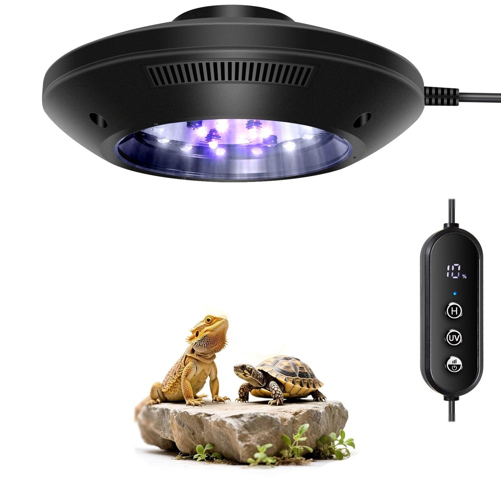 LED UVB Light for Reptiles, 8W UVA UVB Lamp – Timer Switch, Adjustable Bright...
