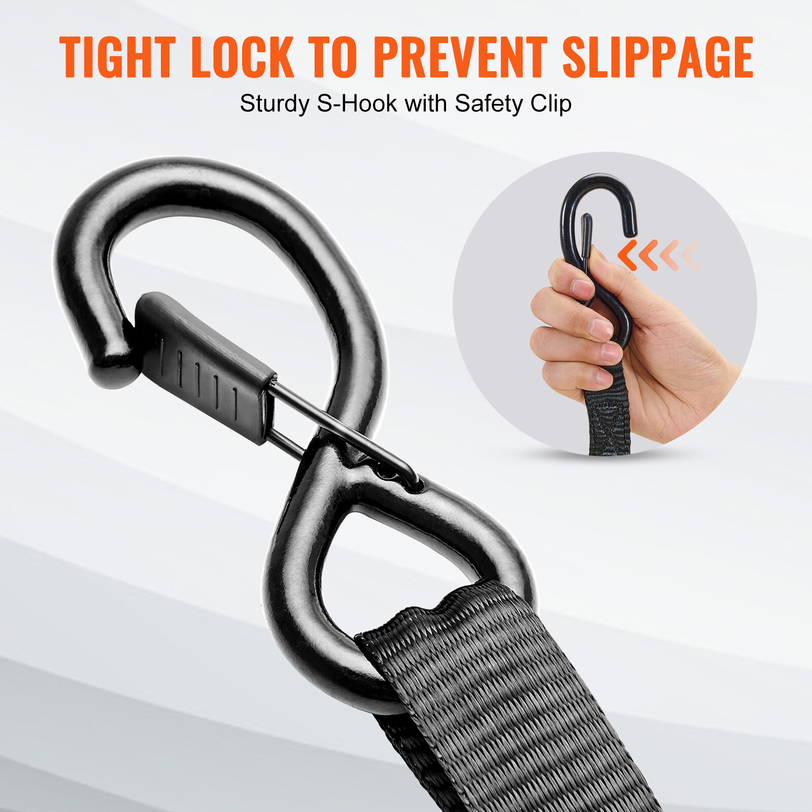 VEVOR 4 Pack 1"x 15' Ratchet Straps Tie Down Straps Heavy Duty w/ S-Hooks