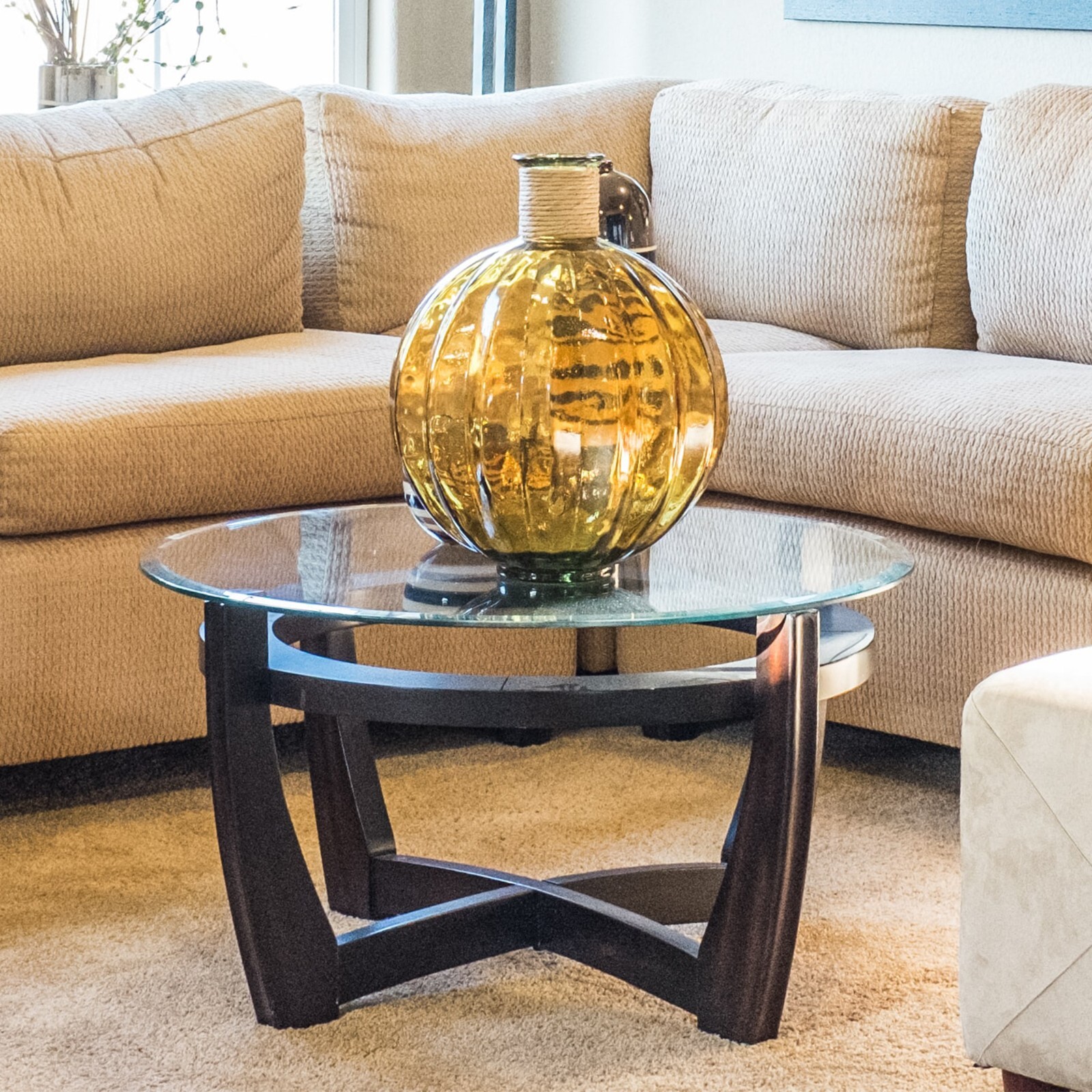 Round Glass Table Top Clear Tempered Glass 3/8" Inch Thick Beveled Polished Edge