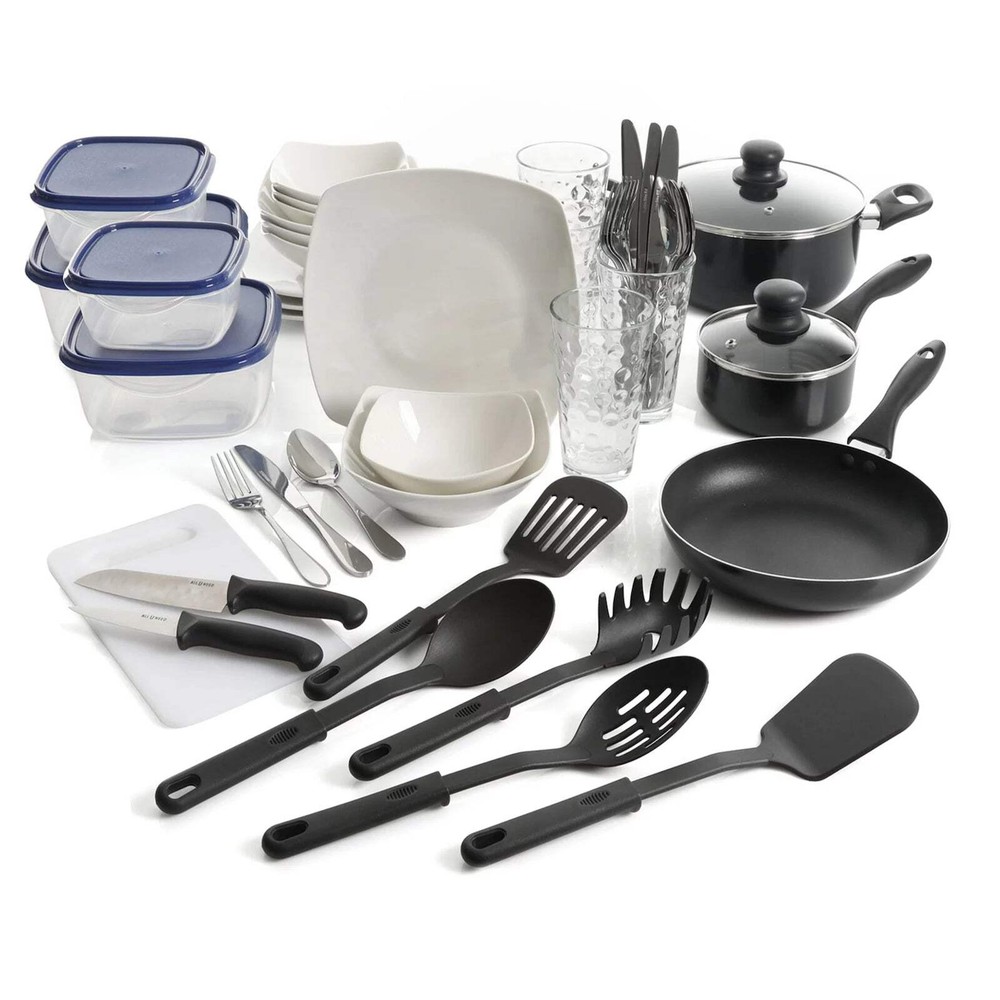 Gibson All U Need 45 Piece Dinnerware Cookware Combo Set White