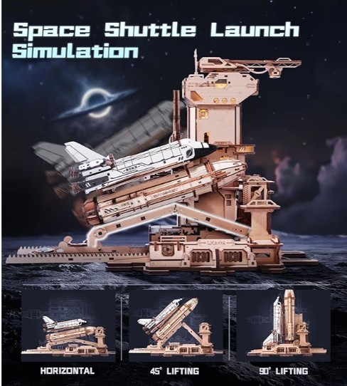 3D Puzzle Space Shuttle-Dynamic Launch Base Motorized Lift LED Light SHIP OVERSE