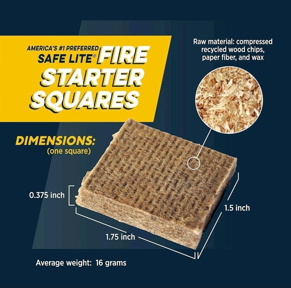 Rutland 50B Safe Lite Fire Starter Squares (144-Pack) Quick & Reliable Ignition