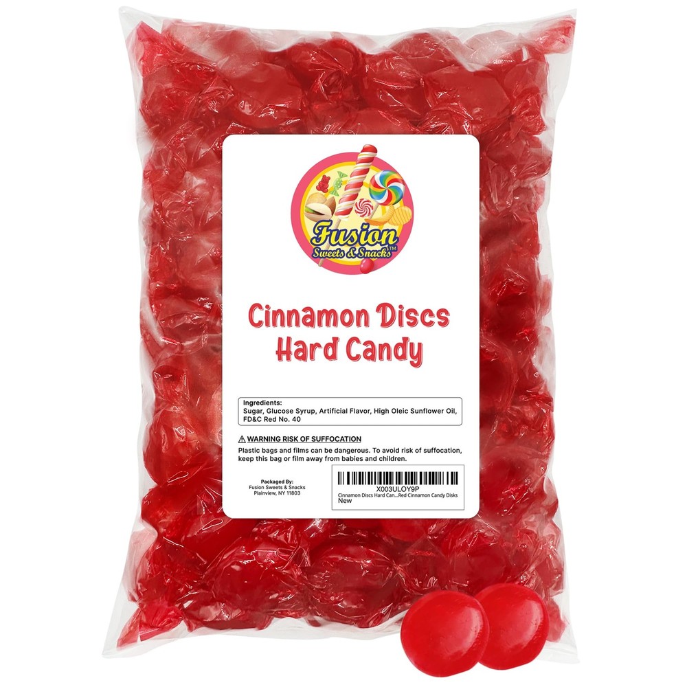 Cinnamon Discs Hard Candy - Bulk 2 Pounds Individually Wrapped Red Cinnamon C...