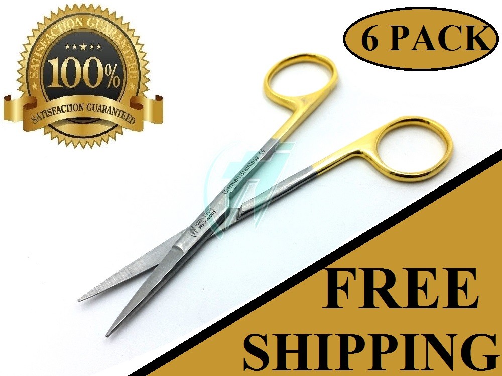 6 GOLD HANDLE IRIS MICRO DISSECTING SCISSORS STRAIGHT 4.5"