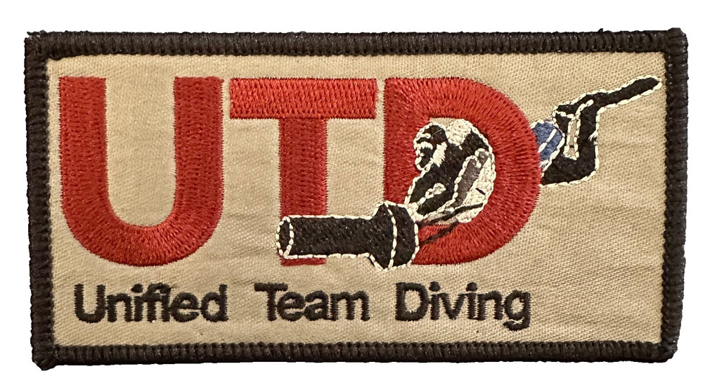 EXTREMELY RARE "UTD" (UNITED TEAM DIVING) EMBROIDERED IRON-ON PATCH...