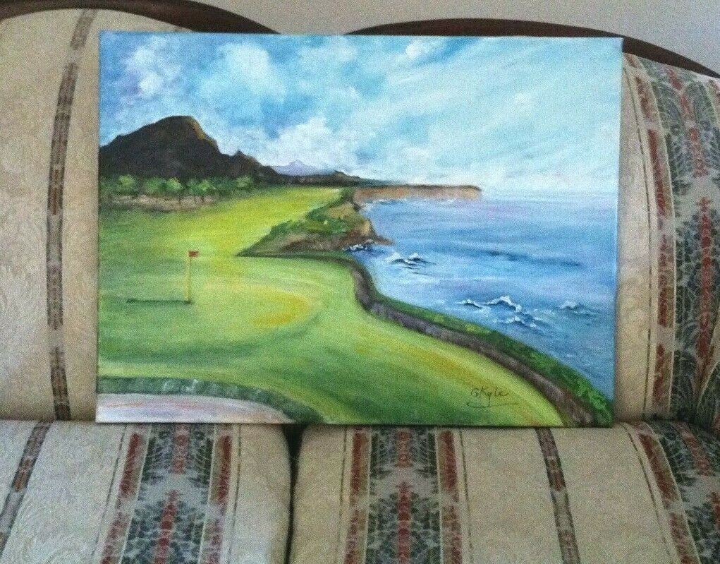 Kauai Golf Oil Painting Hawaii Original Art 18 x 24" Great Gift for Golfers!