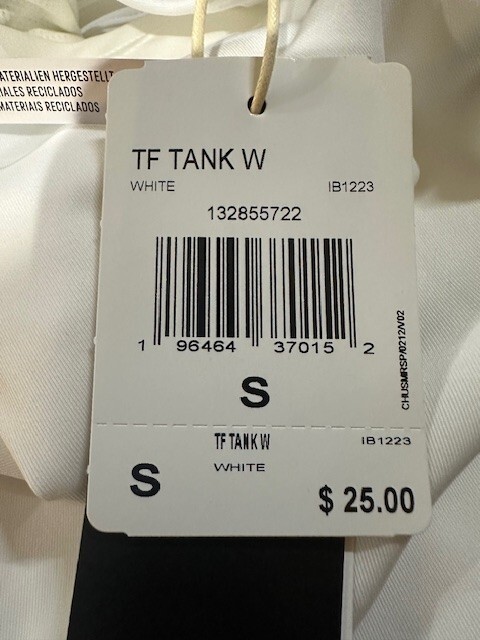 Adidas Women's Techfit Compression Tank White IB1223 NWT Size Small