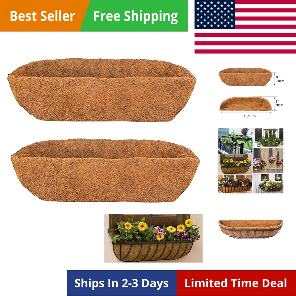 2pcs Trough Coco Liner 30 inch Wall Planter Replaceable Coco Liner for Window...