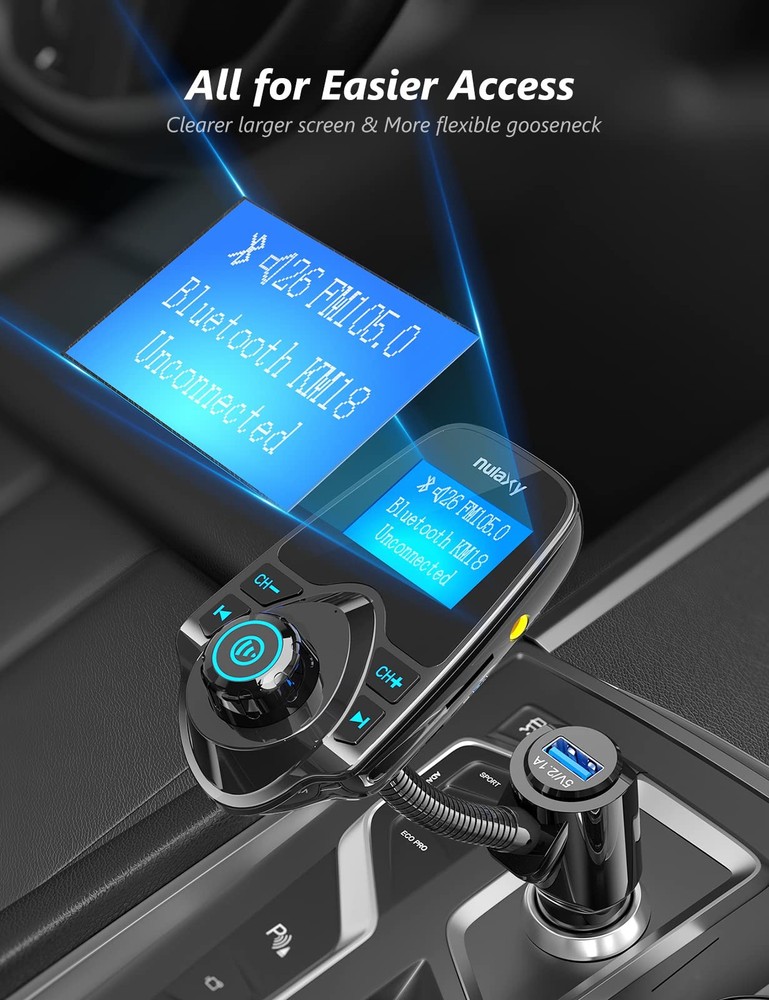 Nulaxy KM18 5.4 Bluetooth Car Adapter with 1.44" Clear Display & Black