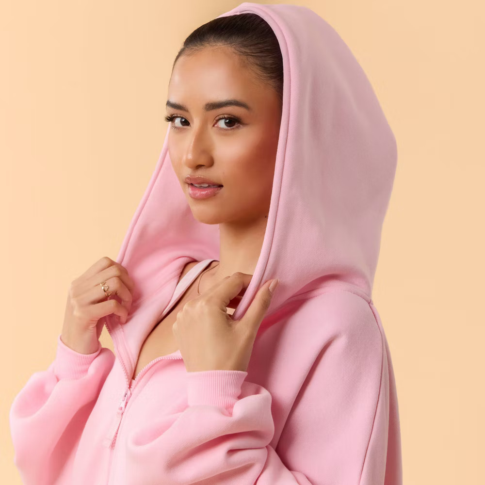 Blogilates Women's Marshmallow Full Zip Hooded Sweatshirt - Pink M