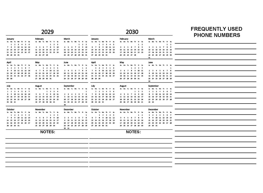 5 Year Calendar Planner Blue