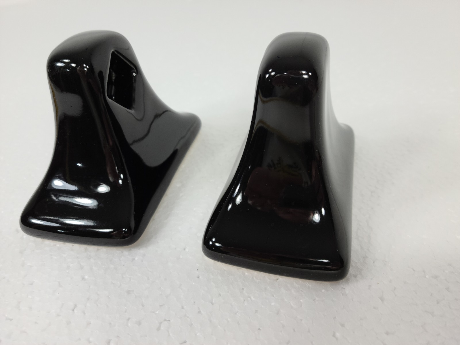 Vintage Black Ceramic Towel Bar Rod Rack Post Holders Flat Back Glue over Tile