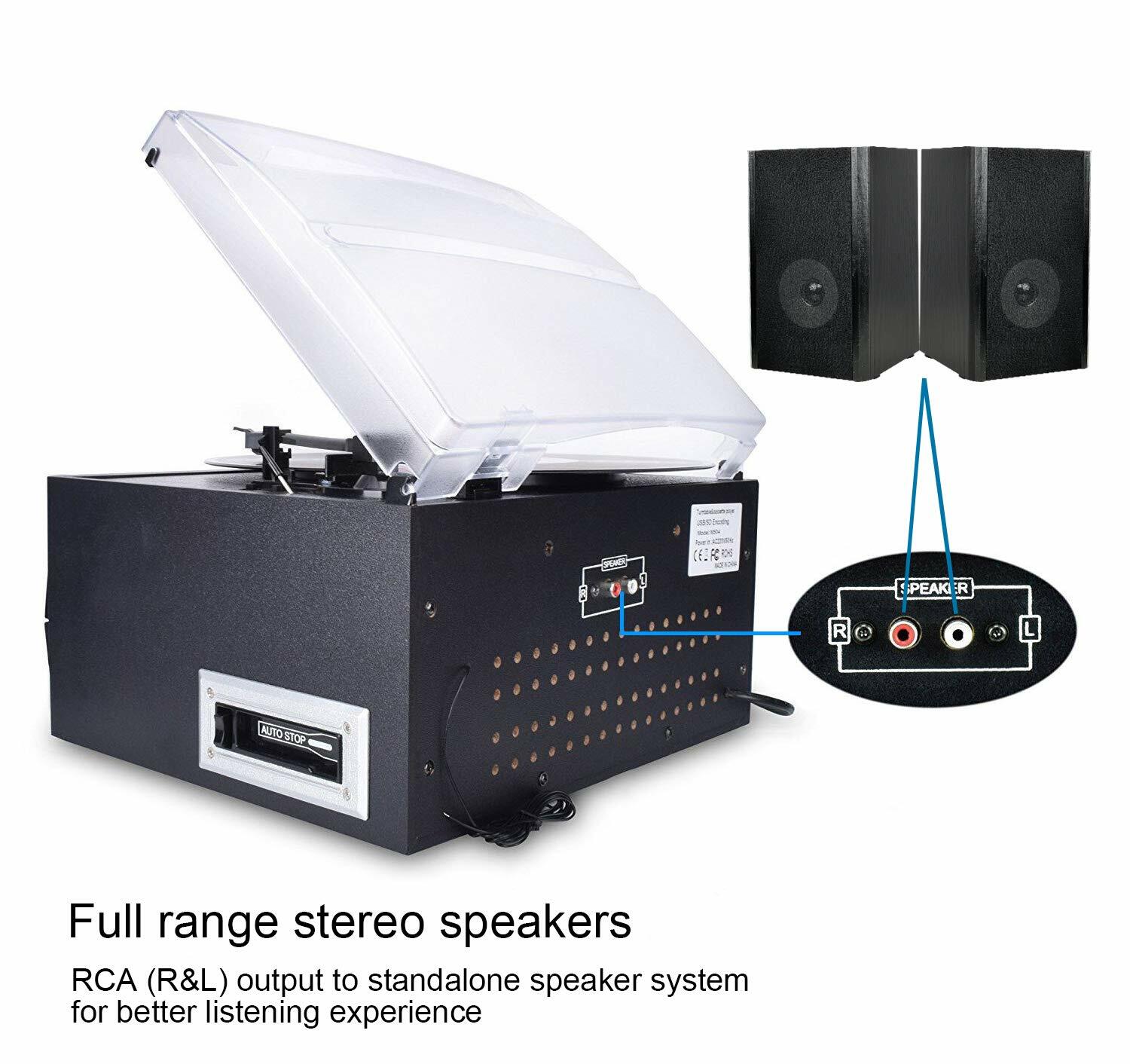 Bluetooth Record Player Turntable with Stereo Speaker, LP Vinyl to MP3 Converter