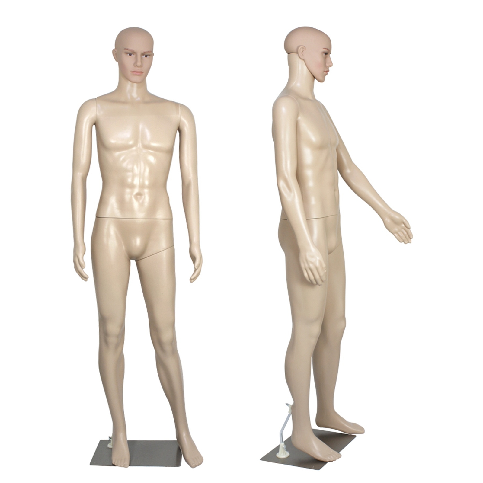 72"H Male Mannequin Full Body PP Realistic Display Head Turns Dress Form w/Base