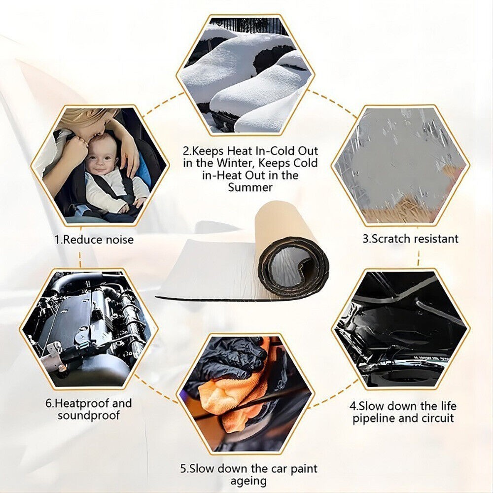 Heat Shield Sound Deadener Pad Car Firewall Thermal Noise Proof Insulation Mat