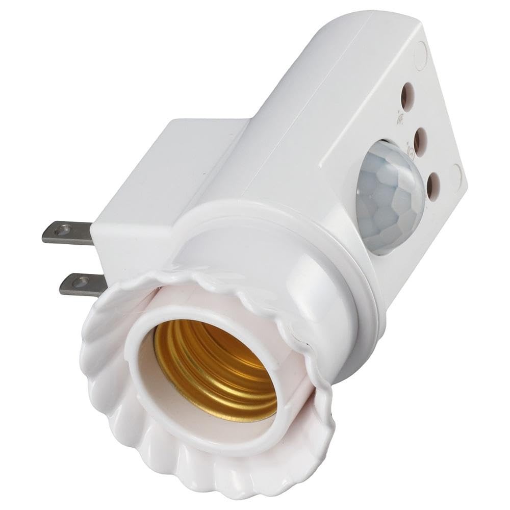 E27 Screw Light Socket Plastic Durable White Motion Detection Switch Portable...