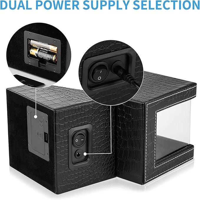 Efaithtek Automatic Single Watch Winder Black Crocodile Pattern Leather