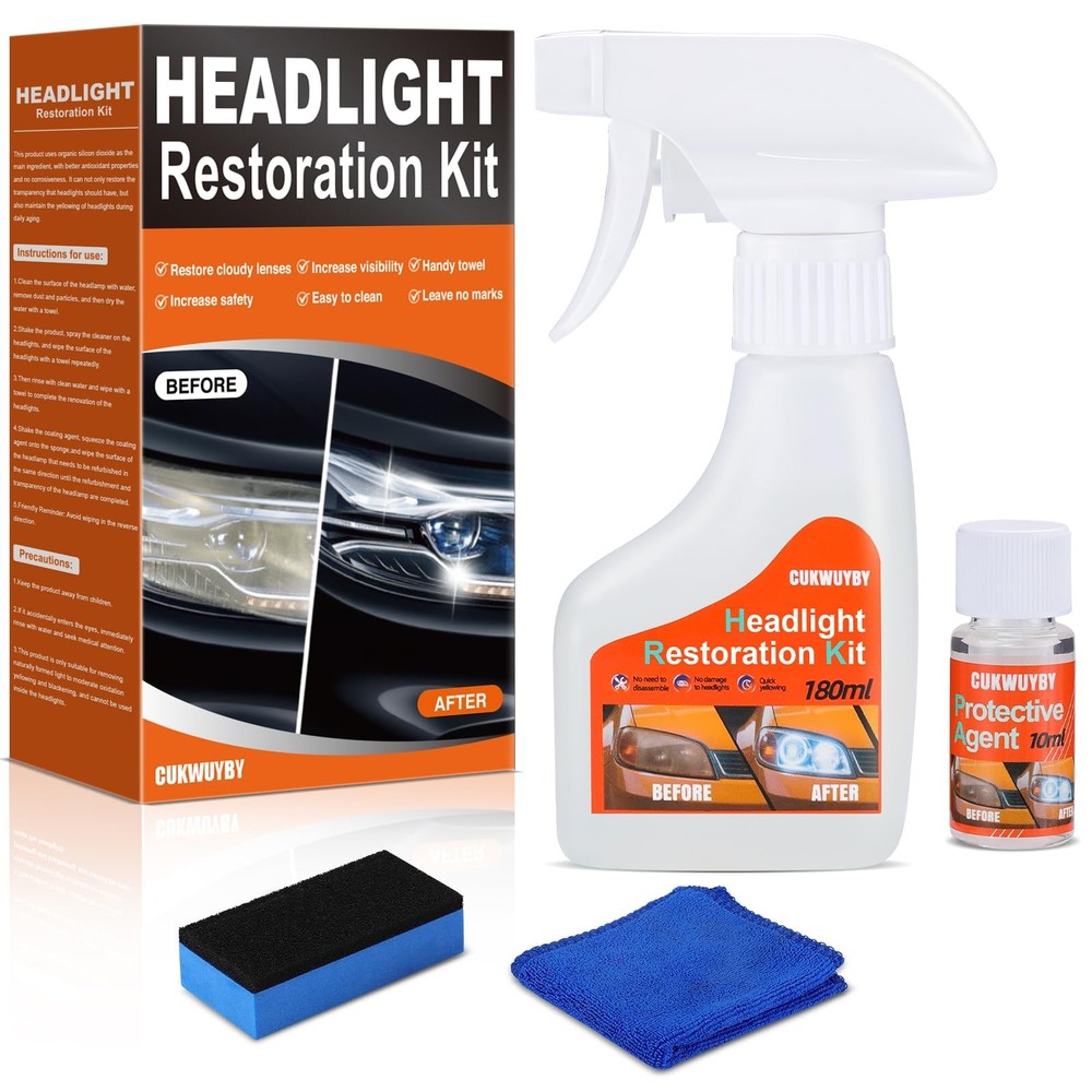 CUKWUYBY Headlight Restoration Kit Cleaner Head Light Cleaner...