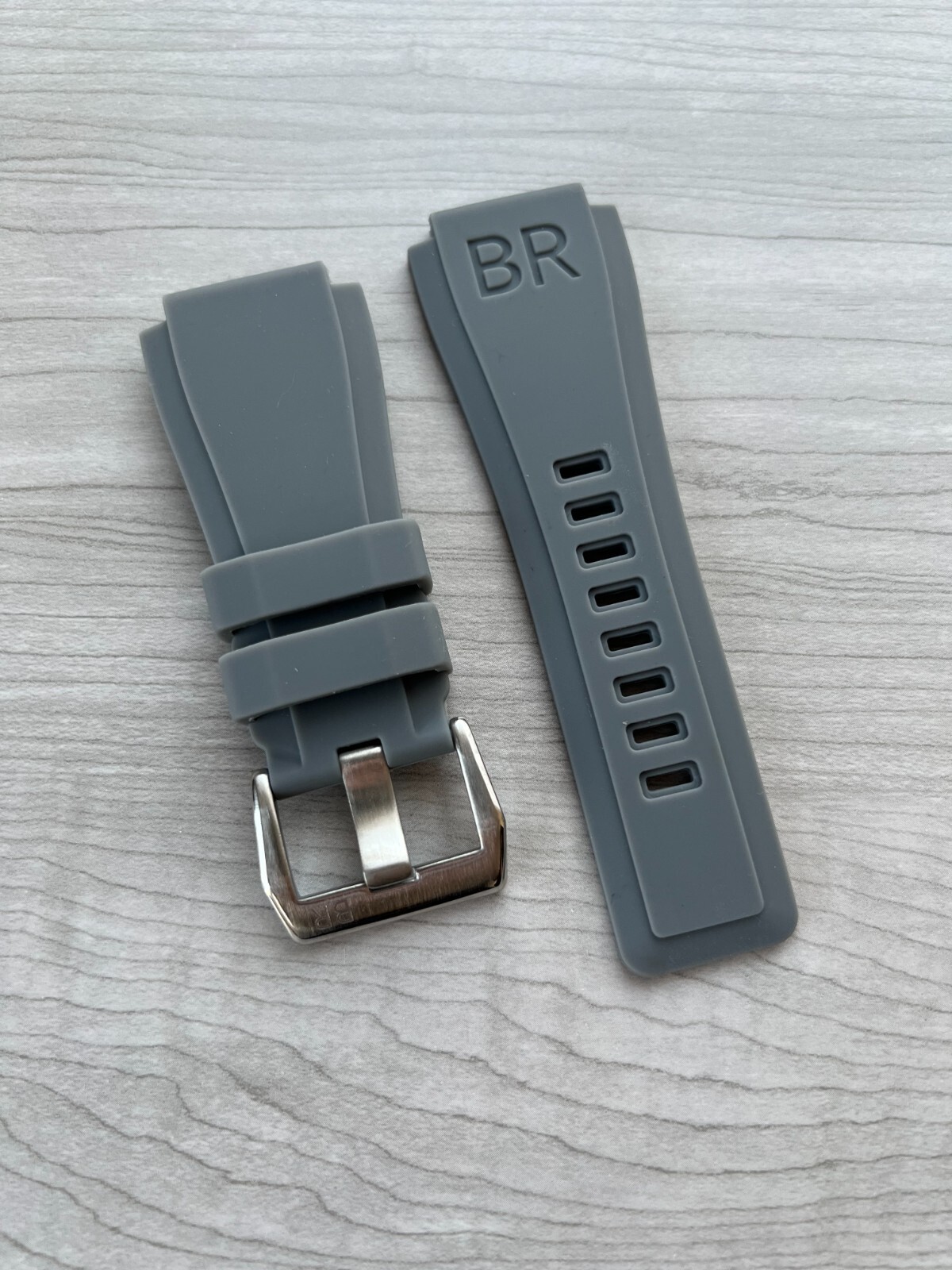 Replacement Strap for Bell & Ross BR01 BR03 Grey Rubber with Buckle